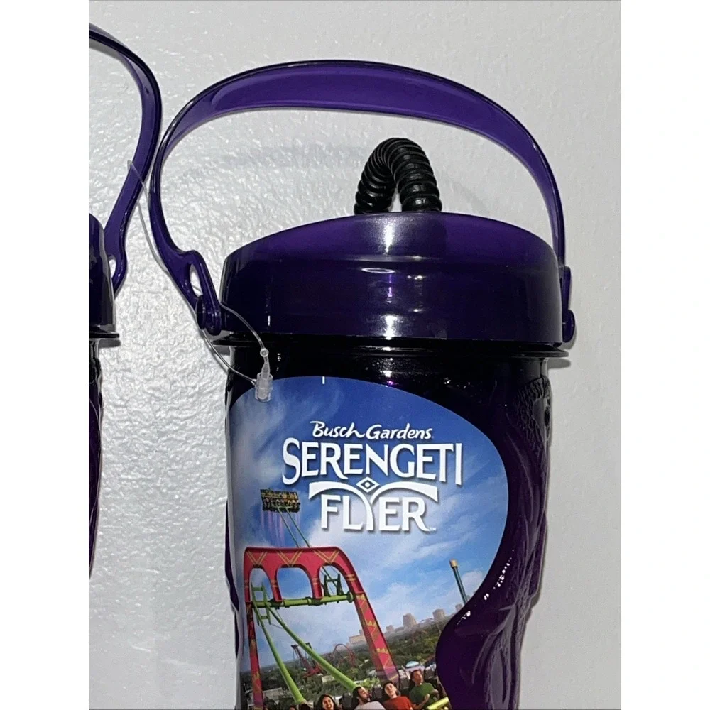 Busch Gardens Tampa Serengeti Flyer Reusable Souvenir Cup w/ Straw 2023 Lot Of 2